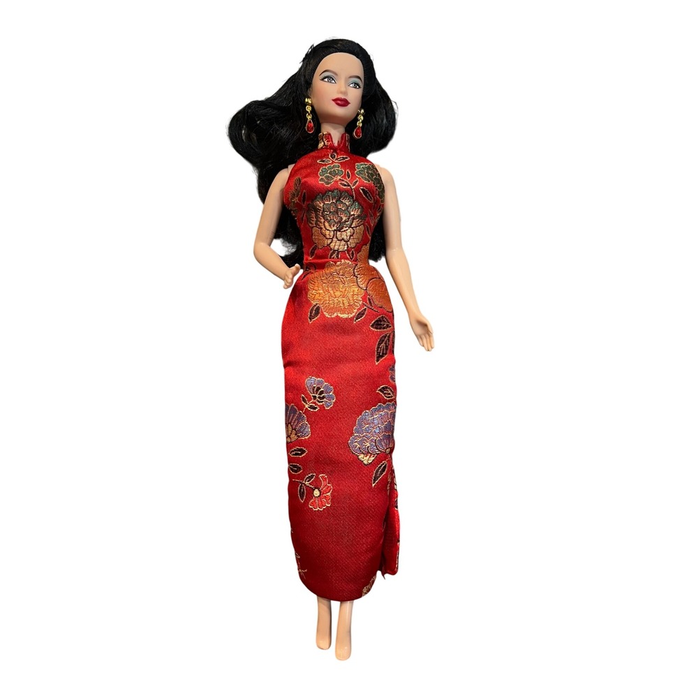 Barbie Chinese New Year Doll‎ Red Floral Cheongsam Dress Collector Edition